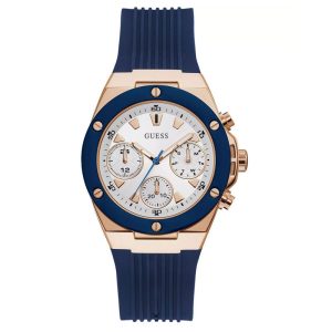 Guess Women’s Quartz Blue Silicone Strap White Dial 39mm Watch GW0030L5