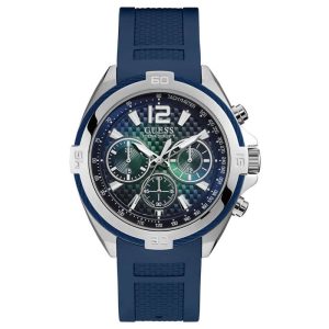 Guess Men’s Quartz Blue Silicone Strap Multi Dial 45mm Watch W1168G1