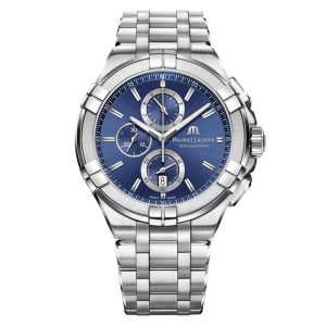 Maurice Lacroix Men’s Quartz Swiss Made Silver Stainless Steel Blue Dial 44mm Watch AI1018-SS002-430-1