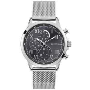 Guess Men’s Quartz Silver Stainless Steel Black Dial 44mm Watch W1310G1