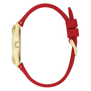 Guess Women’s Quartz Red Silicone Strap Gold Dial 36mm Watch GW0034L6