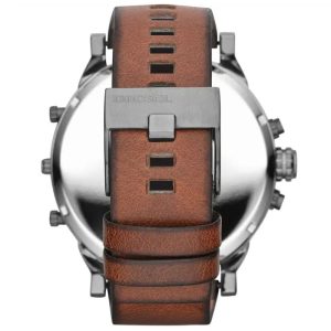 Diesel Men’s Quartz Brown Leather Strap Black Dial 57mm (Four Time zone) Watch DZ7332