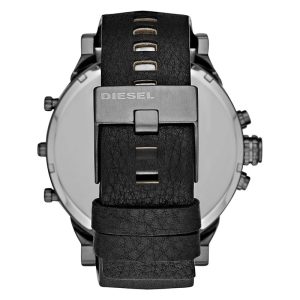 Diesel Men’s Quartz Black Leather Strap Black Dial 57mm (Four Time zone) Watch DZ7348