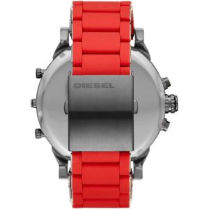 Diesel Men’s Quartz Red Silicone & Stainless Steel Grey Dial 57mm (Four Time zone) Watch DZ7370