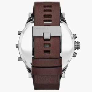 Diesel Men’s Quartz Brown Leather Strap Blue Dial 57mm Watch (Four Time Zone) DZ7314