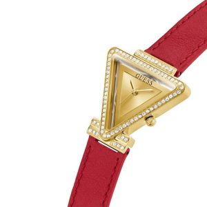 Guess Women’s Quartz Red Leather Strap Champagne Dial 34mm Watch GW0504L2