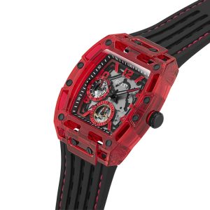 Guess Men’s Quartz Black Silicone Strap Black & Red Dial 42mm Watch GW0499G4