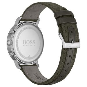 Hugo Boss Men’s Quartz Green Nylon Strap Black Dial 42mm Watch 1513692