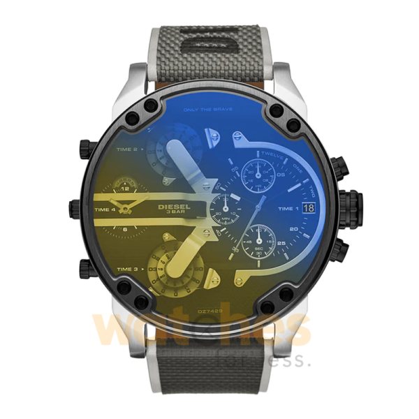 Diesel Men’s Quartz Multi Nylon Strap Black Dial 57mm (Four Time zone) Watch DZ7429