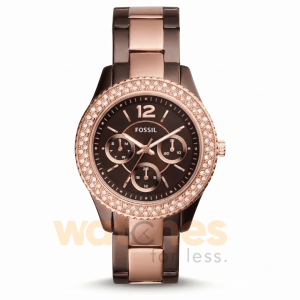 Fossil Women’s Quartz Two Tone Stainless Steel Brown Dial 38mm Watch ES4079