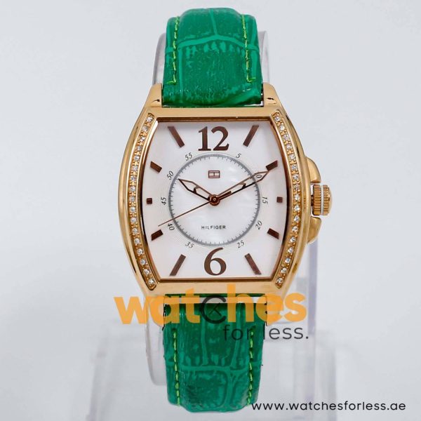 Tommy Hilfiger Women’s Quartz Green Leather Strap Mother Of Pearl Dial 34mm Watch 1780923