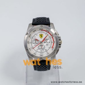 Ferrari Men’s Quartz Black Leather Strap White Dial 46mm Watch 830090