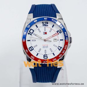 Tommy Hilfiger Men’s Quartz Navy Blue Silicone Strap White Dial 42mm Watch 1790885