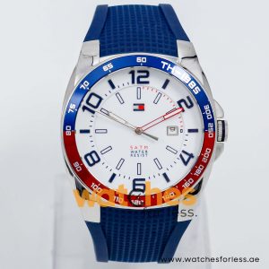 Tommy Hilfiger Men’s Quartz Navy Blue Silicone Strap White Dial 42mm Watch 1790885