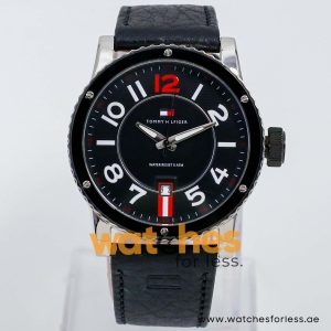 Tommy Hilfiger Men’s Quartz Black Leather Strap Black Dial 44mm Watch 1790676