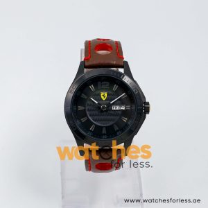 Ferrari Men’s Quartz Brown Leather Strap Black Dial 43mm Watch 830093/1