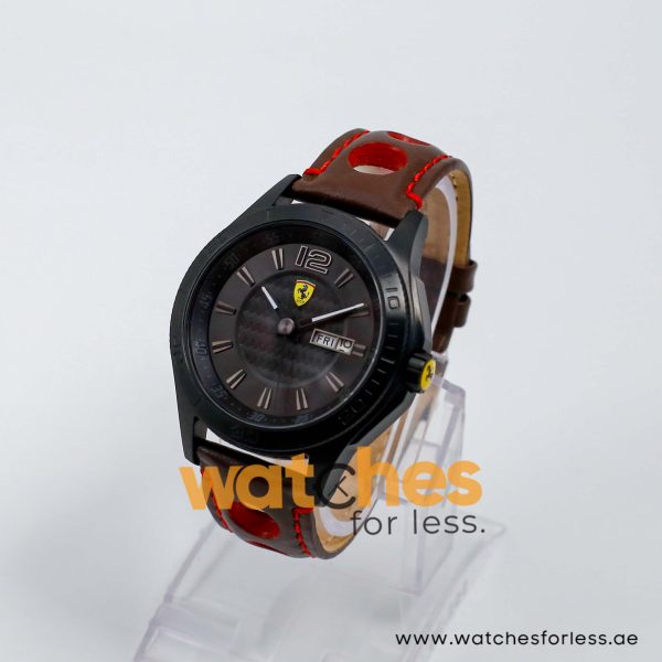 Ferrari Men’s Quartz Brown Leather Strap Black Dial 43mm Watch 830093/1