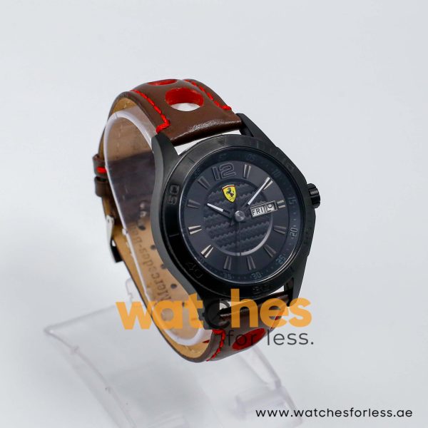 Ferrari Men’s Quartz Brown Leather Strap Black Dial 43mm Watch 830093/1