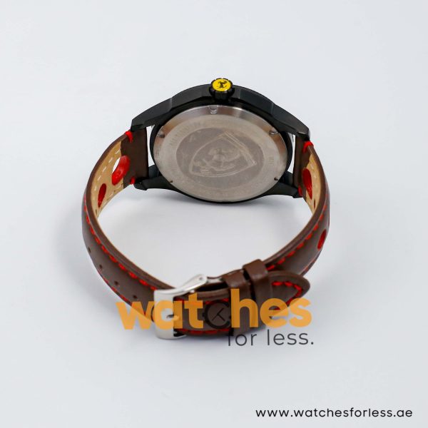 Ferrari Men’s Quartz Brown Leather Strap Black Dial 43mm Watch 830093/1