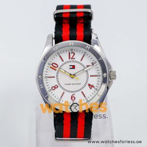 Tommy Hilfiger Women’s Quartz Black & Red Nylon Strap White Dial 40mm Watch 1780799