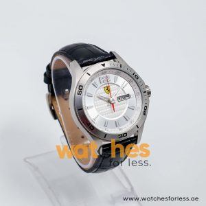 Ferrari Men’s Quartz Black Leather Strap Silver Dial 43mm Watch 0830092/1