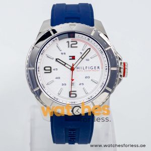 Tommy Hilfiger Men’s Quartz Navy Blue Silicone Strap White Dial 47mm Watch 1790886