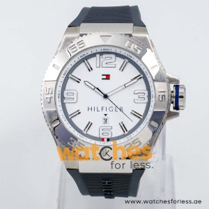 Tommy Hilfiger Men’s Quartz Grey Silicone Strap White Dial 48mm Watch 1791035