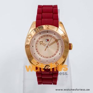 Tommy Hilfiger Women’s Quartz Maroon Silicone Strap Rose Gold Dial 39mm Watch 1781353