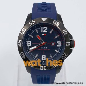 Tommy Hilfiger Men’s Quartz Navy Blue Silicone Strap Dark Blue Dial 46mm Watch 1790984