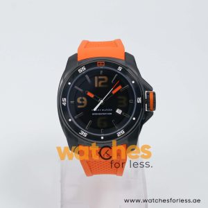 Tommy Hilfiger Men’s Quartz Orange Silicone Strap Black Dial 46mm Watch 1790709