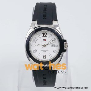 Tommy Hilfiger Women’s Quartz Black Silicone Strap White Dial 32mm Watch 1780917