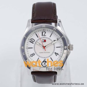 Tommy Hilfiger Men’s Quartz Dark Brown Leather Strap White Dial 40mm Watch 1780798