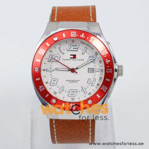 Tommy Hilfiger Men’s Quartz Brown Leather Strap Off-White Dial 44mm Watch 1790307