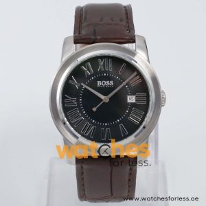 Hugo Boss Men’s Quartz Dark Brown Leather Strap Black Dial 40mm Watch HB1631142411