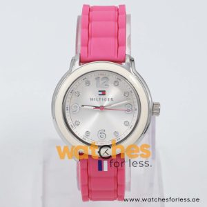 Tommy Hilfiger Women’s Quartz Pink Silicone Strap Silver Sunray Dial 36mm Watch 1781419