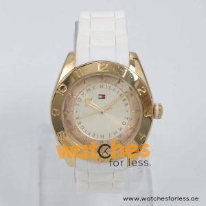 Tommy Hilfiger Women’s Quartz White Silicone Strap Gold Dial 39mm Watch 1781354