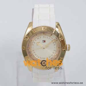 Tommy Hilfiger Women’s Quartz White Silicone Strap Gold Dial 39mm Watch 1781354