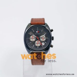 Tommy Hilfiger Men’s Quartz Brown Leather Strap Black Dial 42mm 1790302