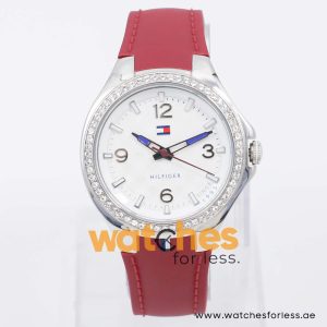 Tommy Hilfiger Women’s Quartz Maroon Silicone Strap White Dial 37mm Watch 1781373