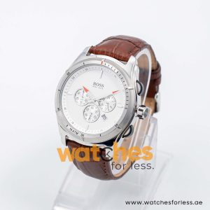 Hugo Boss Men’s Quartz Brown Leather Strap White Dial 44mm Watch 1512153/2 UAE DUBAI AJMAN SHARJAH ABU DHABI RAS AL KHAIMA UMM UL QUWAIN ALAIN FUJAIRAH