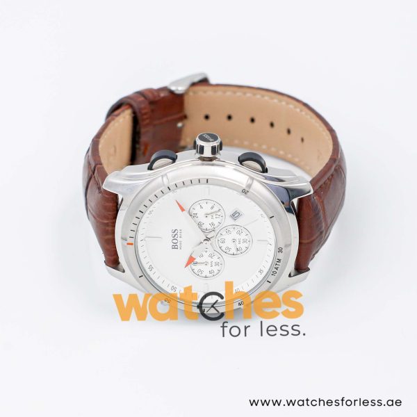 Hugo Boss Men’s Quartz Brown Leather Strap White Dial 44mm Watch 1512153/2 UAE DUBAI AJMAN SHARJAH ABU DHABI RAS AL KHAIMA UMM UL QUWAIN ALAIN FUJAIRAH