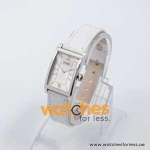 Hugo Boss Women’s Quartz White Leather Strap Silver Sunray Dial 21mm Watch 1502175/1 UAE DUBAI AJMAN SHARJAH ABU DHABI RAS AL KHAIMA UMM UL QUWAIN ALAIN FUJAIRAH