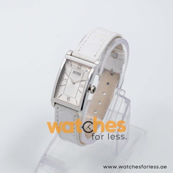 Hugo Boss Women’s Quartz White Leather Strap Silver Sunray Dial 21mm Watch 1502175/1 UAE DUBAI AJMAN SHARJAH ABU DHABI RAS AL KHAIMA UMM UL QUWAIN ALAIN FUJAIRAH