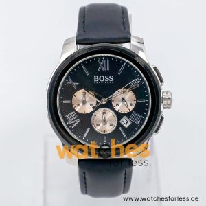 Hugo Boss Men’s Quartz Black Leather Strap Black Dial 42mm Watch 1512490