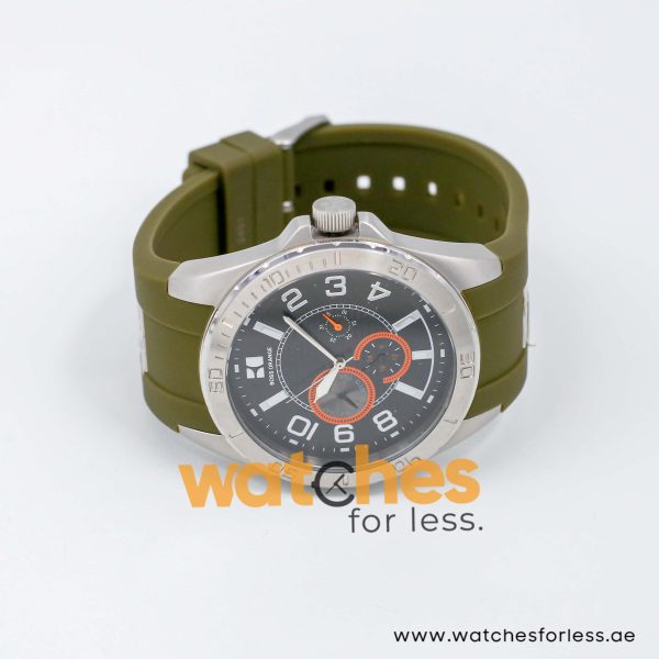 Hugo Boss Men’s Quartz Olive Green Silicone Strap Black Dial 46mm Watch 1512813