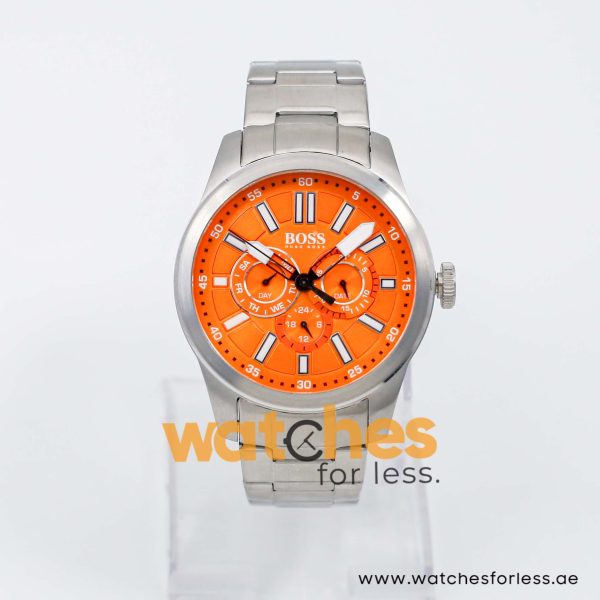 Hugo Boss Men’s Quartz Silver Stainless Steel Orange Dial 44mm Watch 1512932