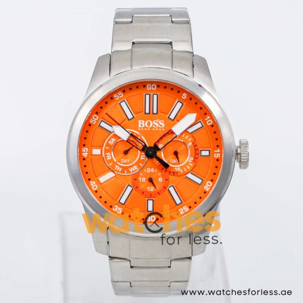 Hugo Boss Men’s Quartz Silver Stainless Steel Orange Dial 44mm Watch 1512932