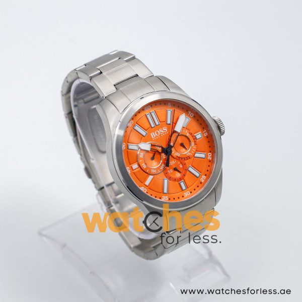 Hugo Boss Men’s Quartz Silver Stainless Steel Orange Dial 44mm Watch 1512932