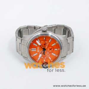 Hugo Boss Men’s Quartz Silver Stainless Steel Orange Dial 44mm Watch 1512932