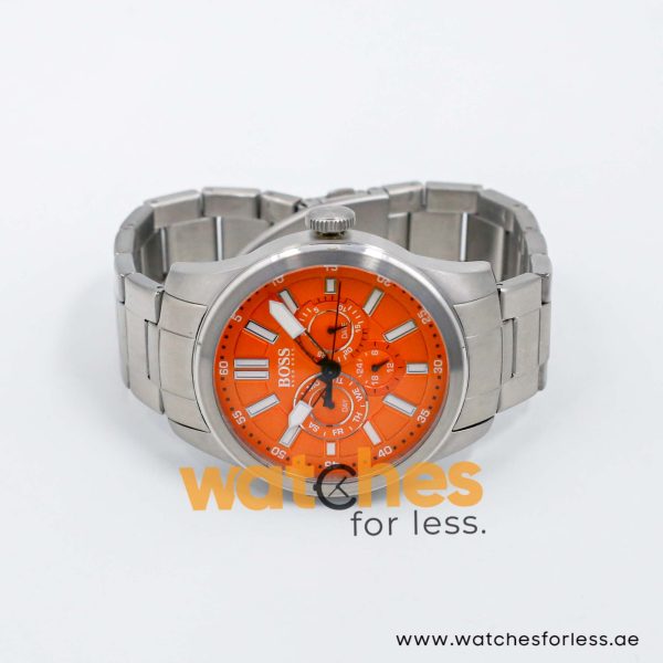 Hugo Boss Men’s Quartz Silver Stainless Steel Orange Dial 44mm Watch 1512932